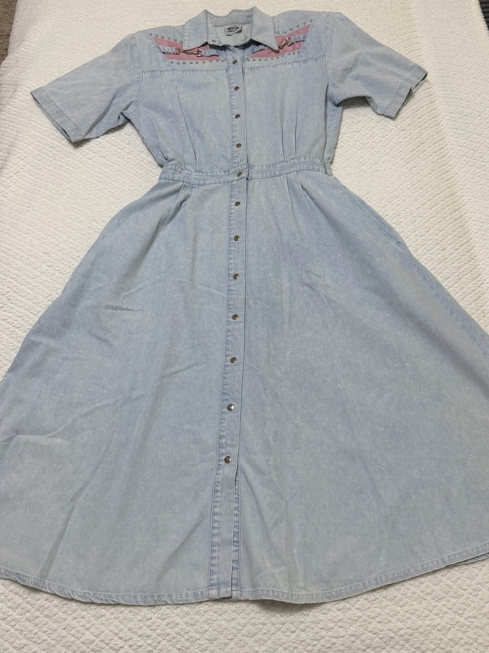 Vintage Rio Brand Denim Short Sleeve Button Down Dress Women’s Size Small - Picture 4 of 16